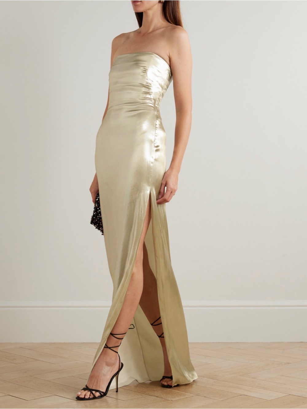 GALVAN Bandeau Dress in White Gold